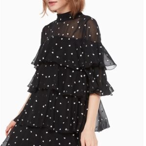🖤🤍🖤Kate Spade New York Heartbeed Tiered Embroidered Heart Dress 2